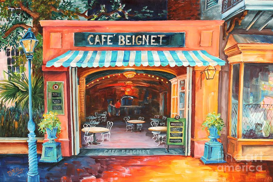 The Cafe Beignet on Royal  Painting by Diane Millsap