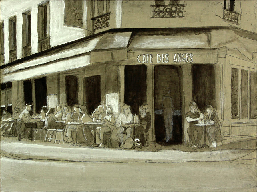 The Cafe Des Anges Drawing by David Zimmerman