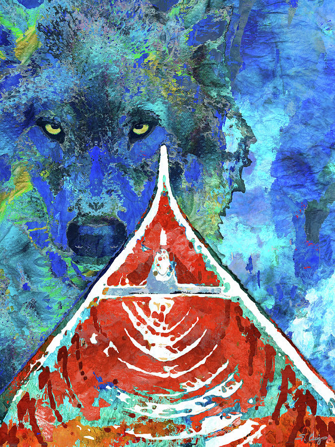 The Calling Wolf Canoe Art Painting by Sharon Cummings