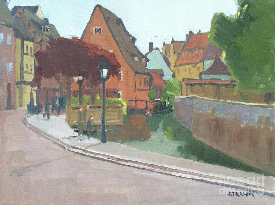 The Canal of Colmar, France Painting by Paul Strahm