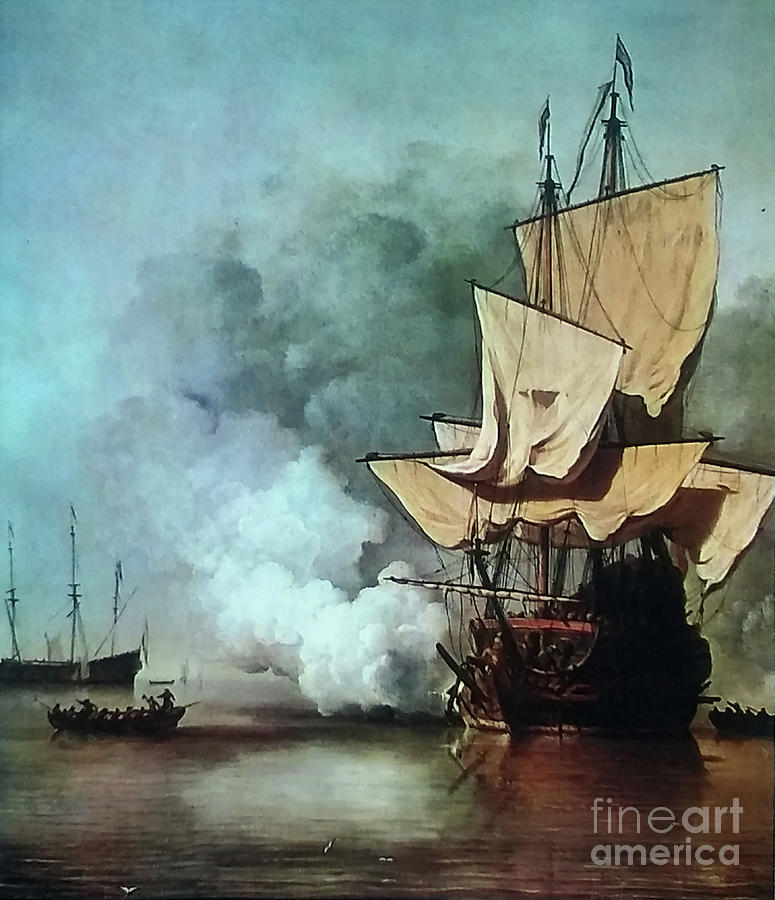 The Cannon Shot By Willem Van De Velde Painting By Arkitekta Art Fine