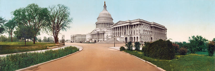 The Capitol Washington DC - Circa 1898 Photochrom Photograph by War Is Hell Store