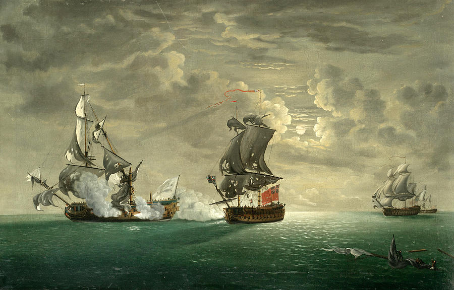 The Capture of the Foudroyant by HMS Monmouth Painting by Francis Swaine