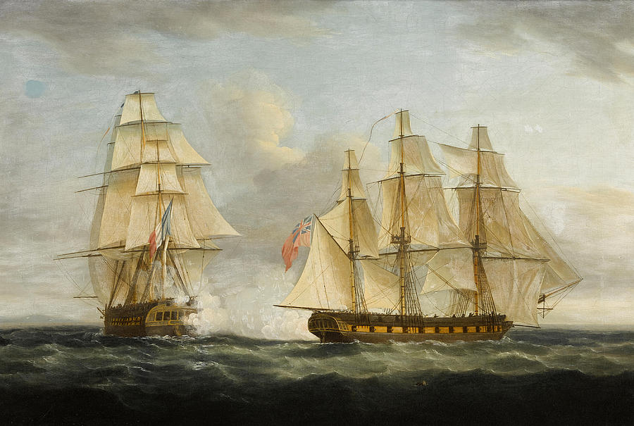 The Capture of the French Frigate Le Serene Painting by Thomas Whitcombe