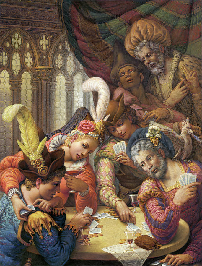 The Card Players Pastel by Kurt Wenner