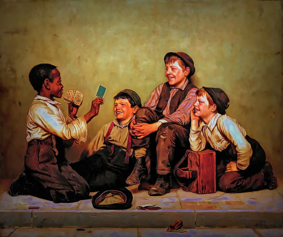 The Card Trick Painting by John George Brown