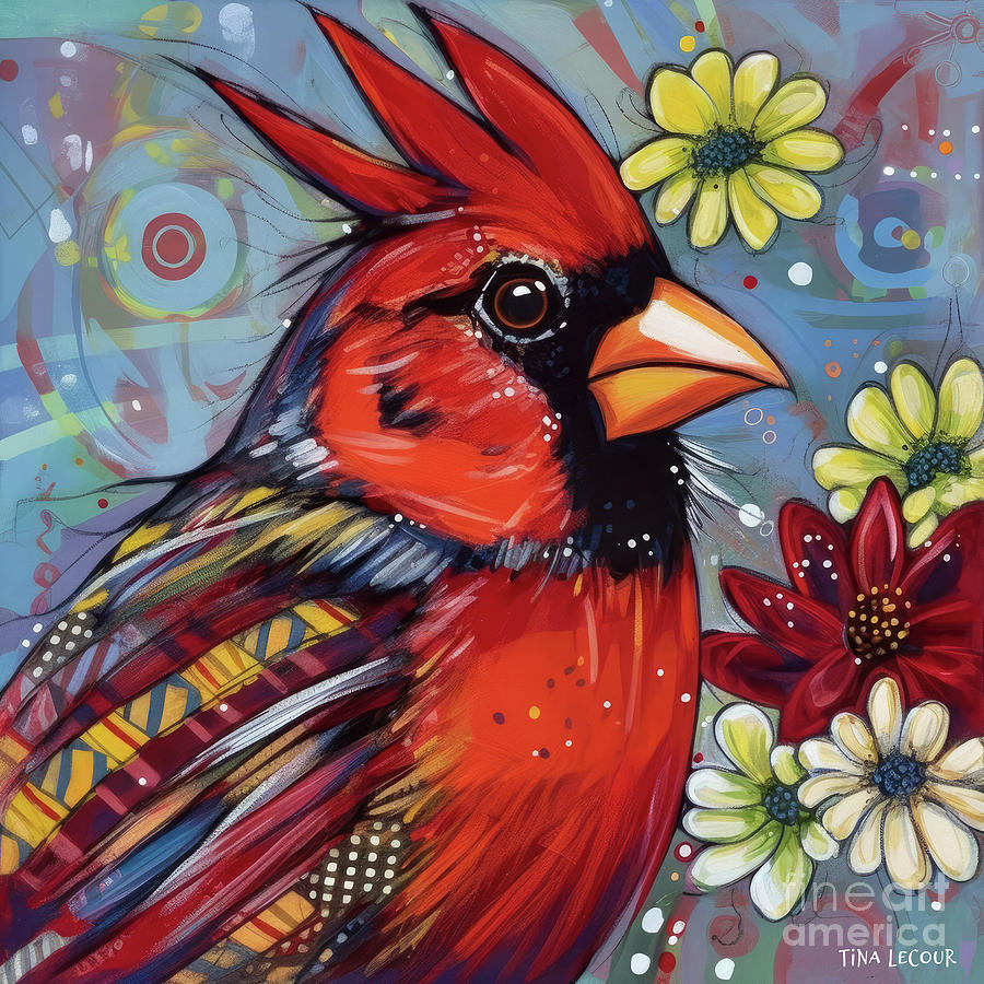 Bird Painting - The Cardinal King by Tina LeCour
