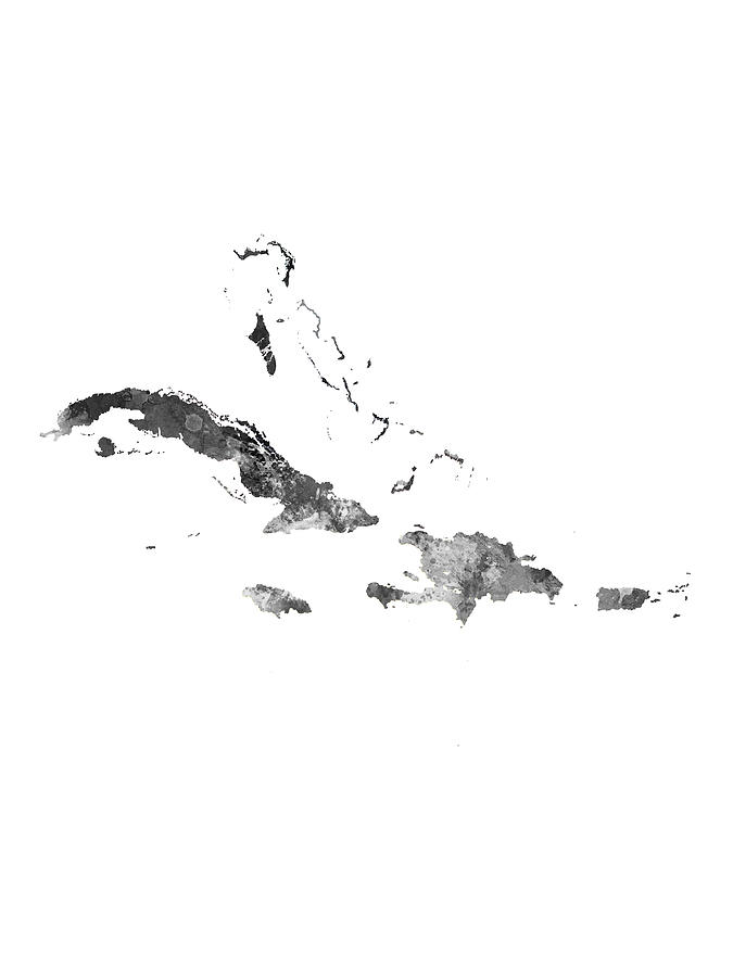 The Caribbean Watercolor Map no text version Digital Art by Michael Tompsett