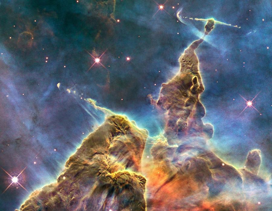 Nature Painting - The Carina Nebulas Mystic Mountain by NASA, ESA, M. Livio and the Hubble 20th Anniversary Team  by Celestial Images