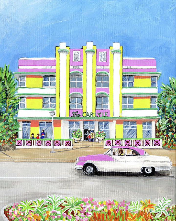 The Carlyle Hotel Miami South Beach Painting by Audrey Peaty