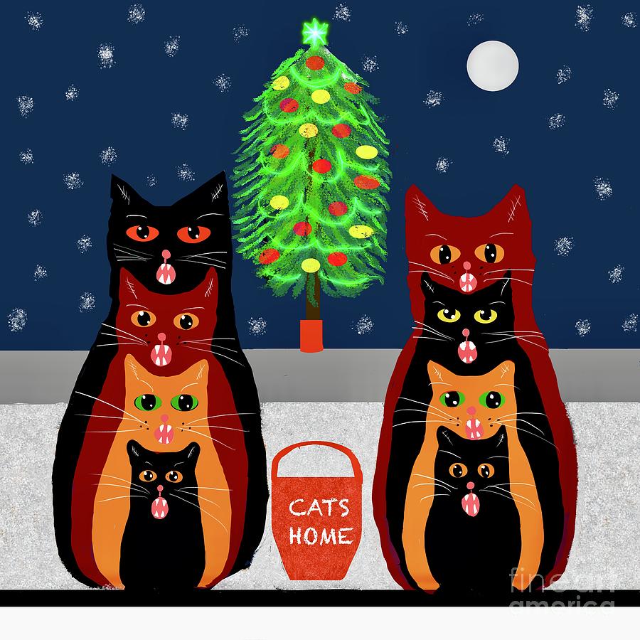 The carol singing cats Digital Art by Elaine Hayward