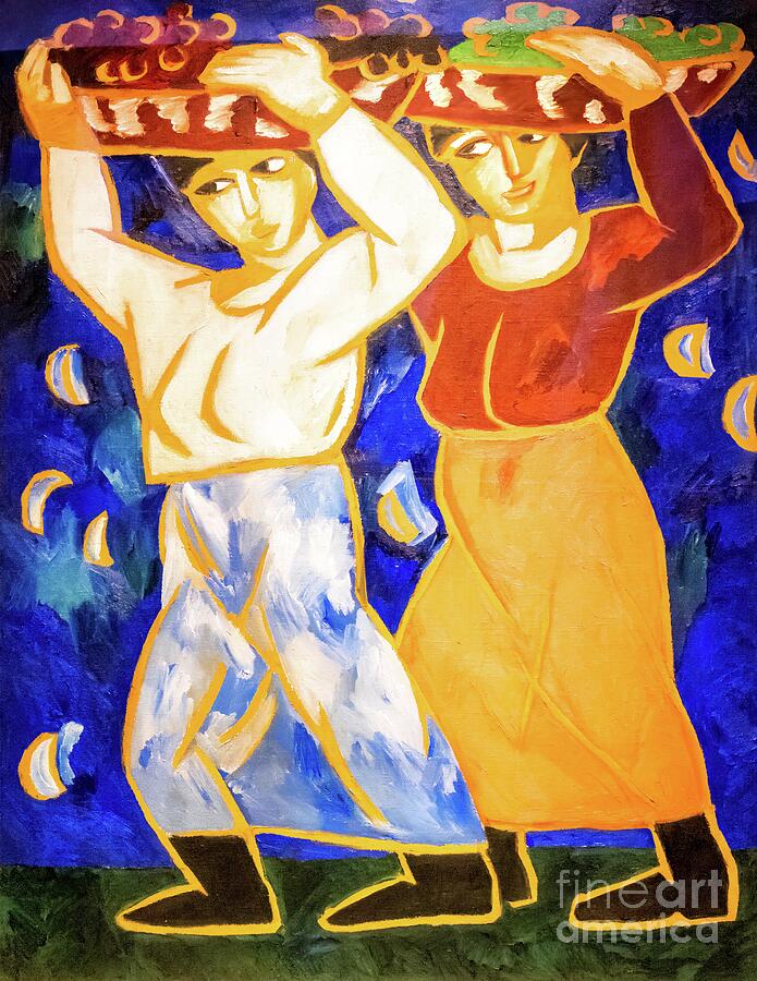 The Carriers by Natalia Goncharova 1911 Painting by Natalia Goncharova
