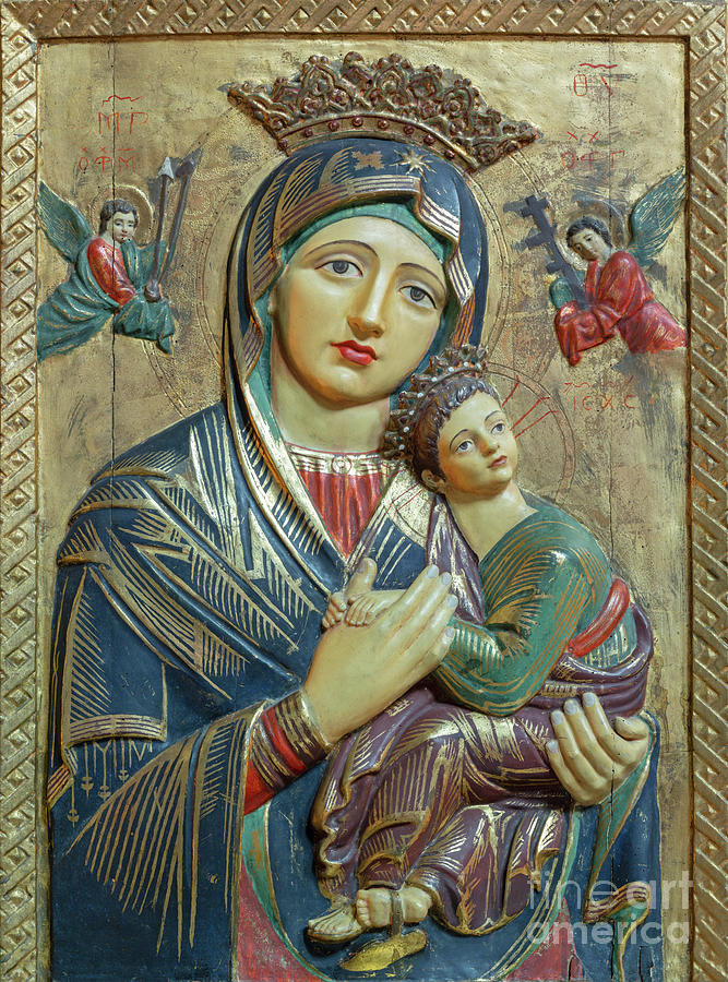 The Carved Polychrome Relief Of Madonna Photograph