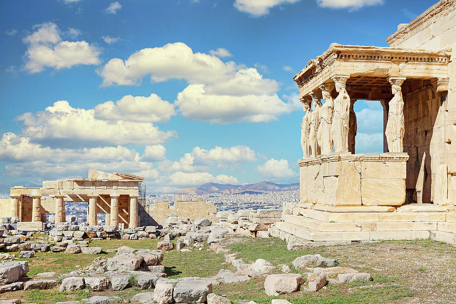 The Caryatids Of Erechtheion And Propylaia On The Acropolis, Gre ...