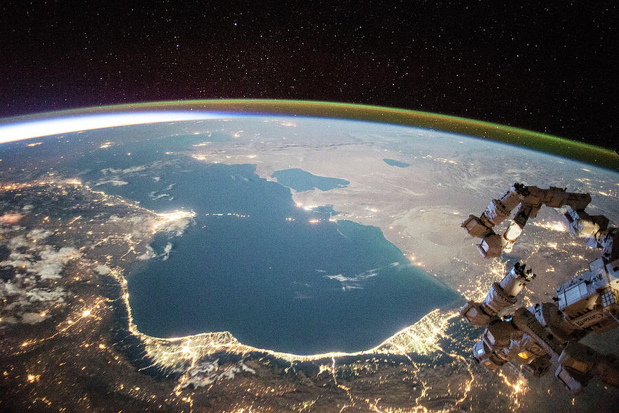 The Caspian Sea Viewed from Space in 2015 Photograph by Nasa The Caspian Sea Viewed from Space in 2015 Photograph by Nasa