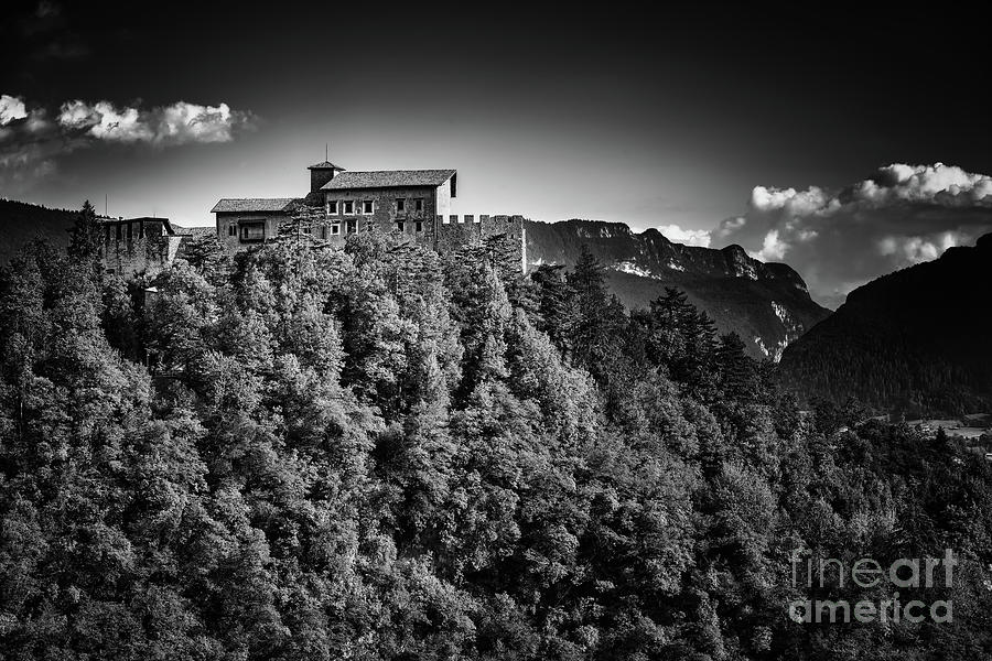 The castle above the hill bnw  Photograph by The P