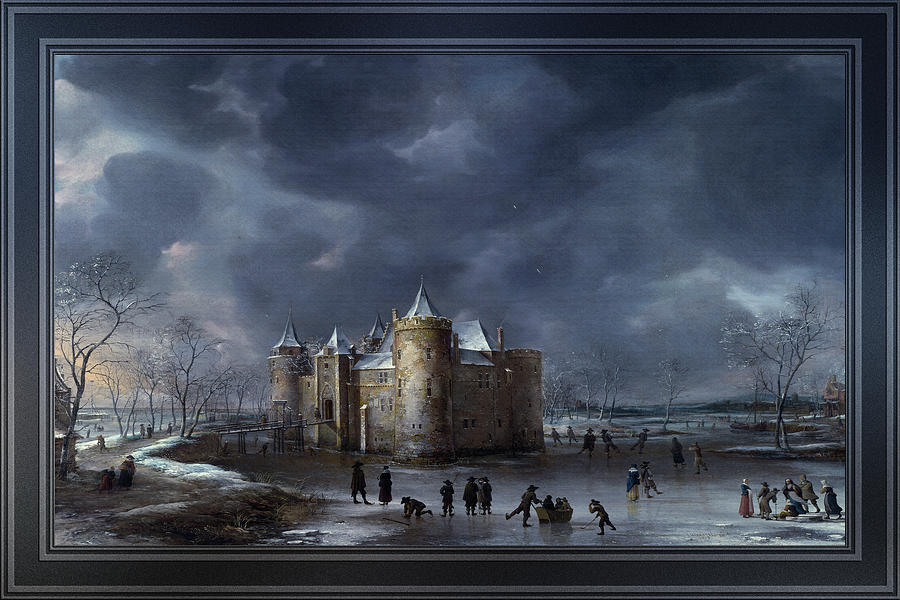 The Castle Of Muiden In Winter by Jan Abrahamsz Beerstraaten Painting by Rolando Burbon