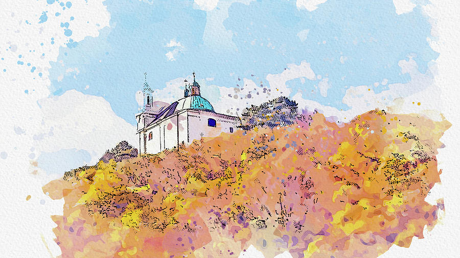 The castle on Leopoldsberg, Austria, ca 2021 by Ahmet Asar, Asar Studios Painting by Celestial Images