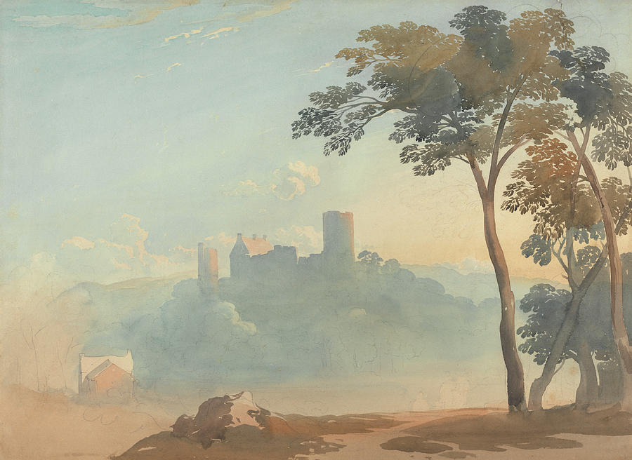The Castle on the Hill Drawing by John Varley