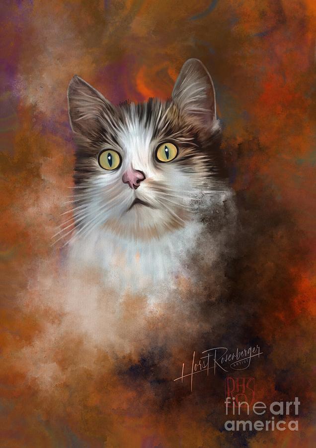 The cat Dobby Painting by Horst Rosenberger