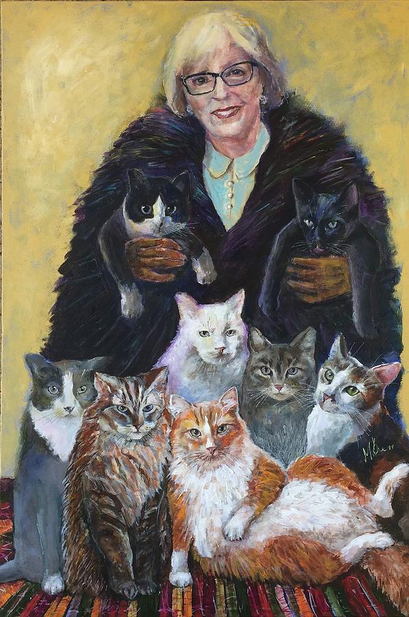Cat Painting - The Cat Lady by Maxim Komissarchik