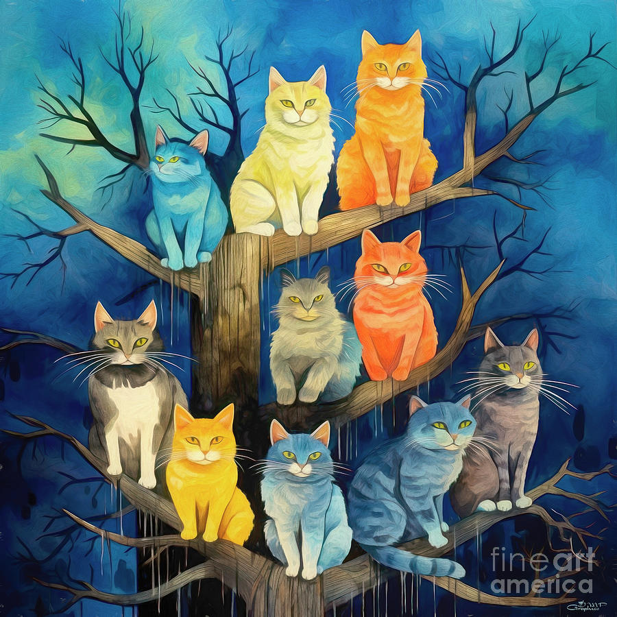 Cat Digital Art - The Cat Tree by Jutta Maria Pusl