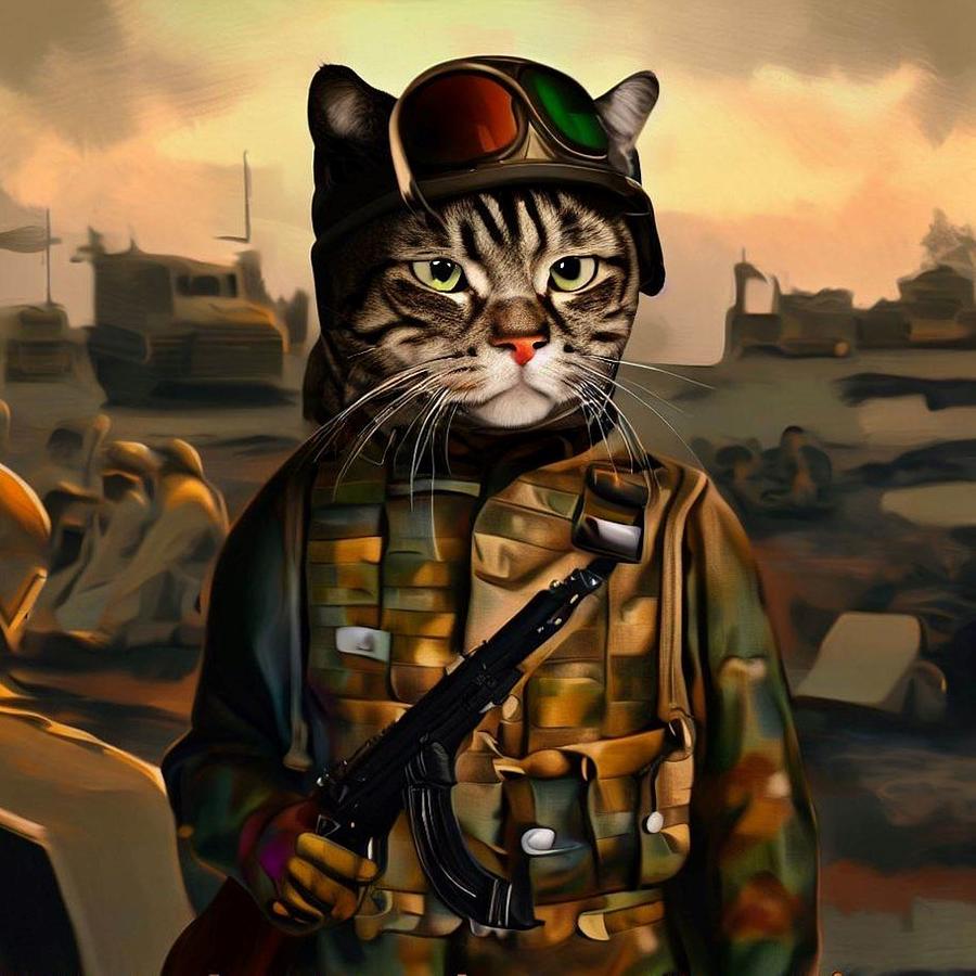 The Cat Warrior Digital Art by MARIAM Design - Pixels