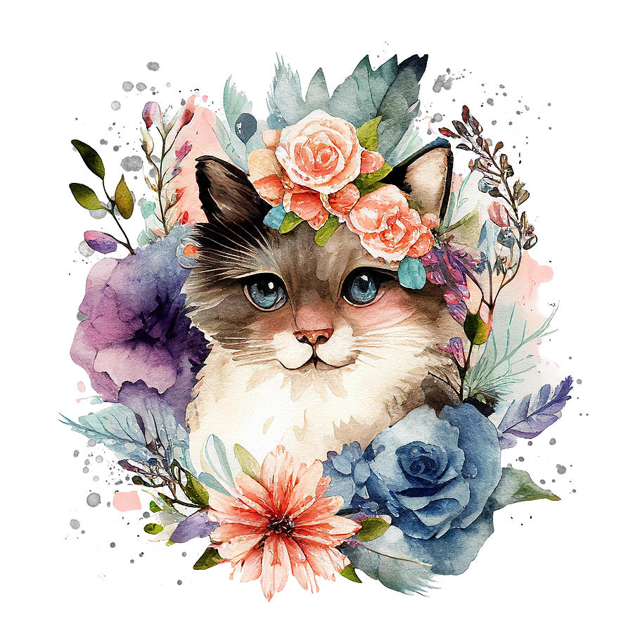 The Cat Who Loved Flowers Digital Art by Dong Sub Jeong - Fine Art America