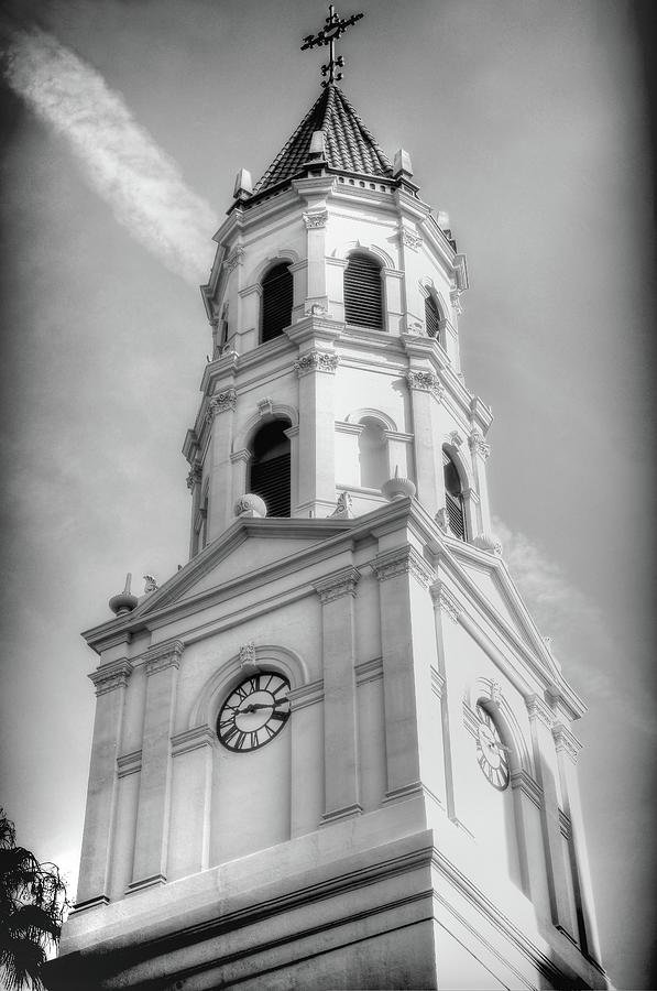 The Cathedral Basilica Of St. Augustine Florida Black And White Photograph