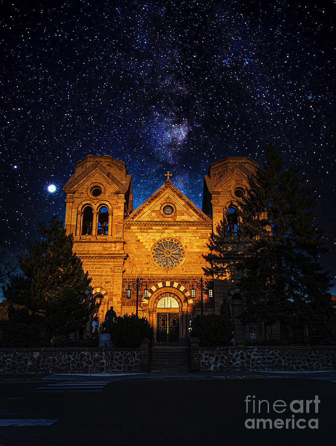 Winter Photograph - The Cathedral Basilica of St. Francis of Assisi Night by Elijah Rael