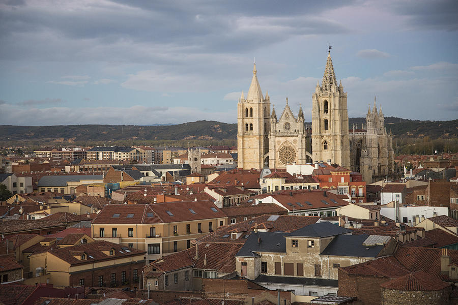 The cathedral of Leon from the distance, Castilla and Leon, Spain Photograph by Carlos Ciudad Photos