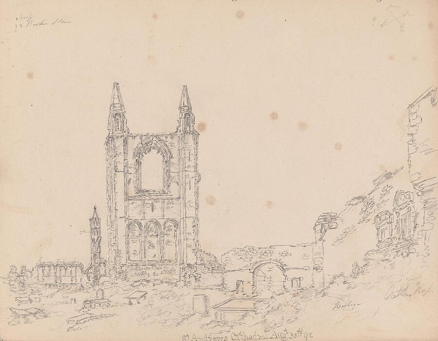 Architecture Painting - The Cathedral of St Andrews Scotland  by James Moore English