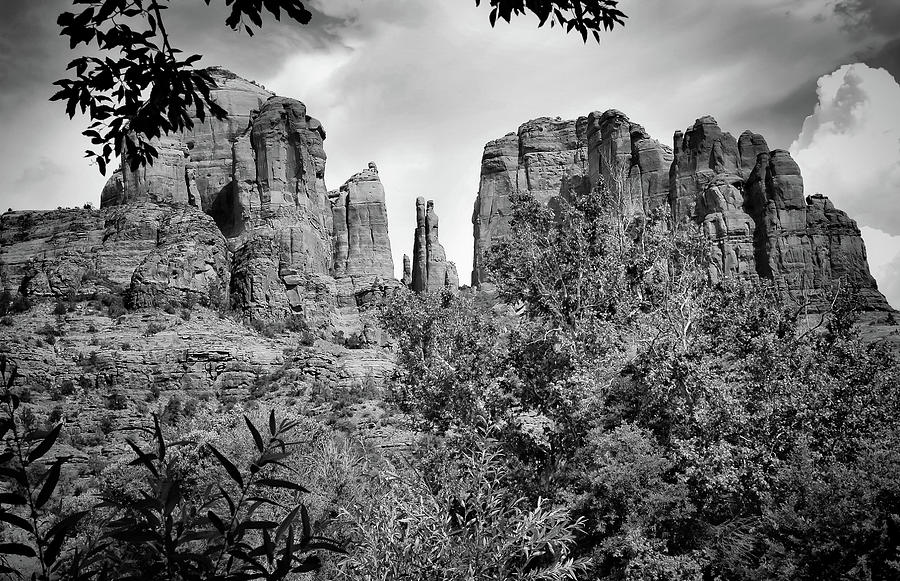 Black And White Photograph - The Cathedral - Sedona Arizona - Red Rock Crossing - Black and White  by Gregory Ballos