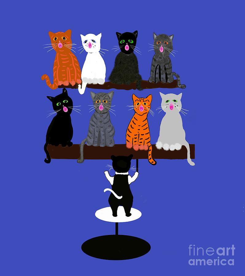 The cats chorus  Digital Art by Elaine Hayward