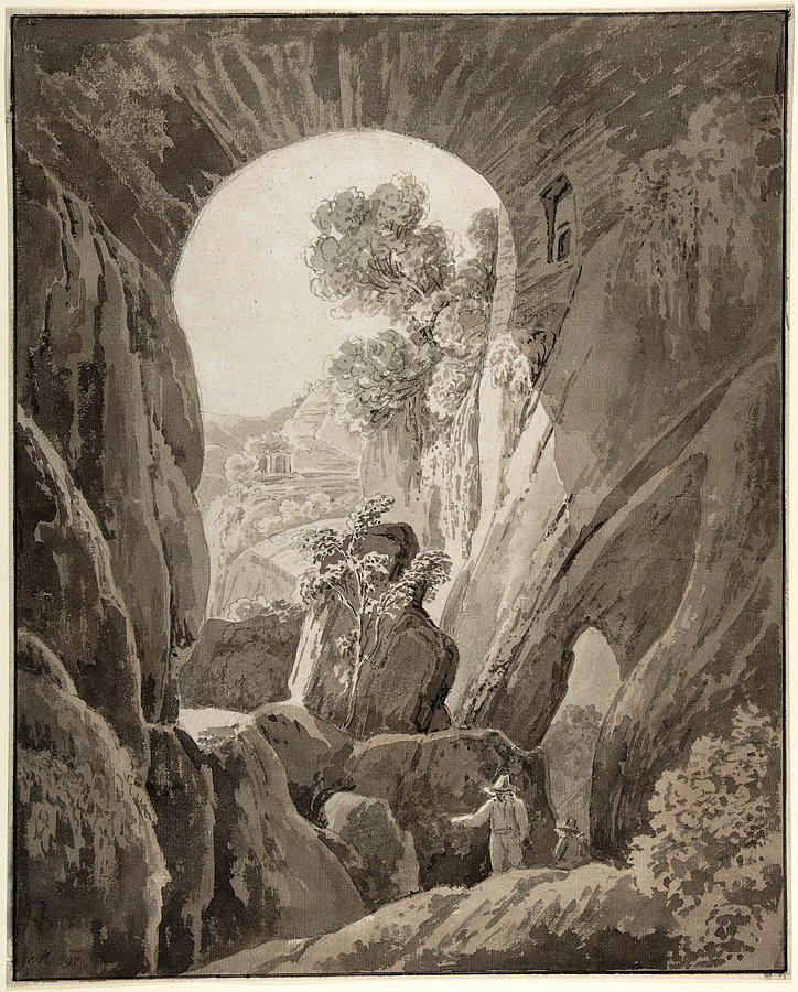 The Caves of Acradina near Syracuse in Sicily Drawing by Jacob Wilhelm Mechau