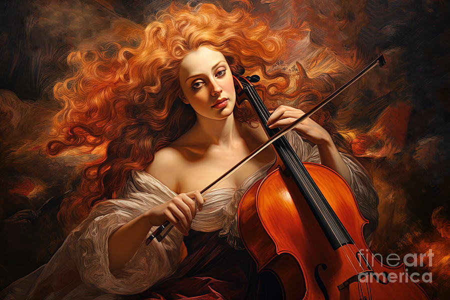 The Cellist Digital Art by Carlos Diaz