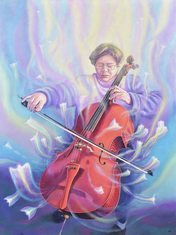 The Cellist Painting by Miguel Tio