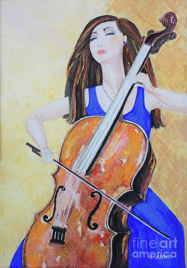 Music Painting - The Cellists Sweet Note by NL Galbraith