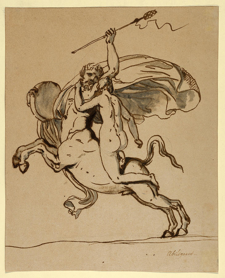 The Centaur Nessus Abducting Deianira Drawing by Nicolai Abildgaard