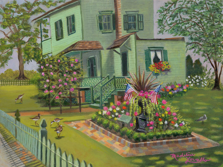 Flower Painting - The Centennial Cottage, Ocean Grove, New Jersey by Madeline Lovallo