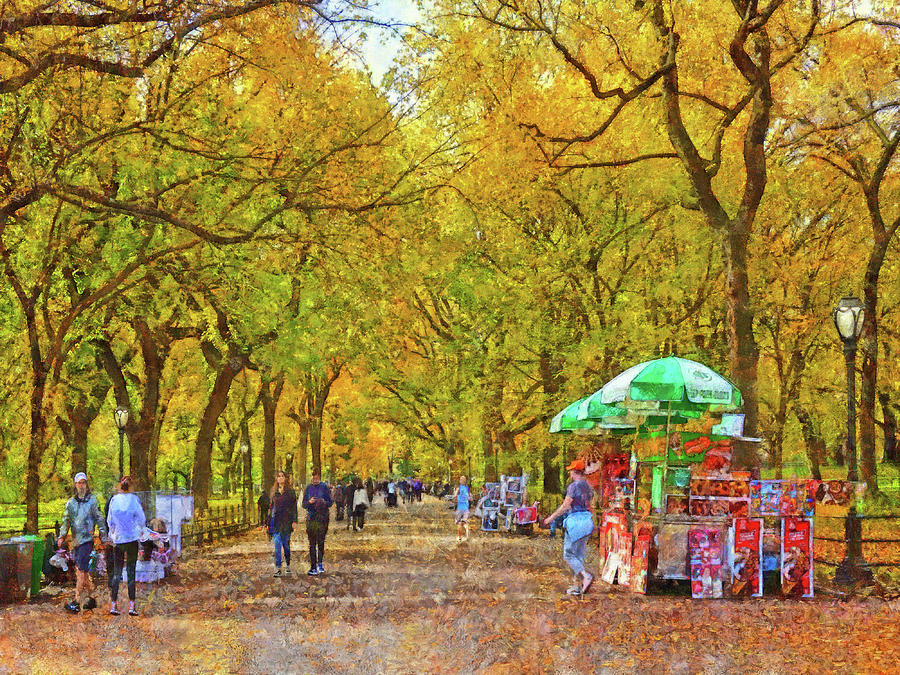 The Central Park Mall in Autumn Digital Art by Digital Photographic Arts