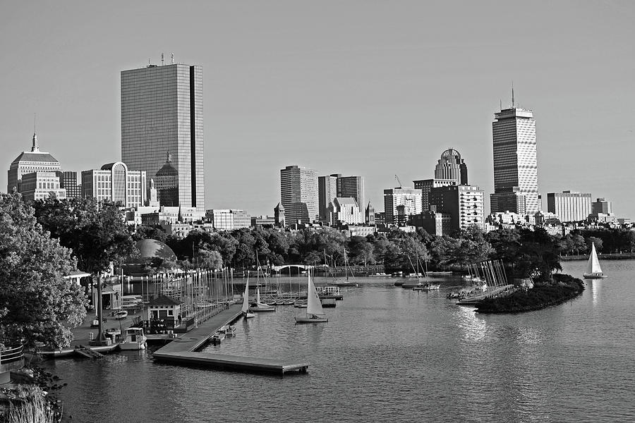 The Charles River at Sunset Boston Massachusetts Black and White Photograph by Toby McGuire