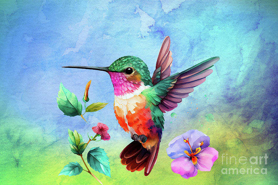 The Charming Hummingbird Painting by Johanna Hurmerinta - Pixels