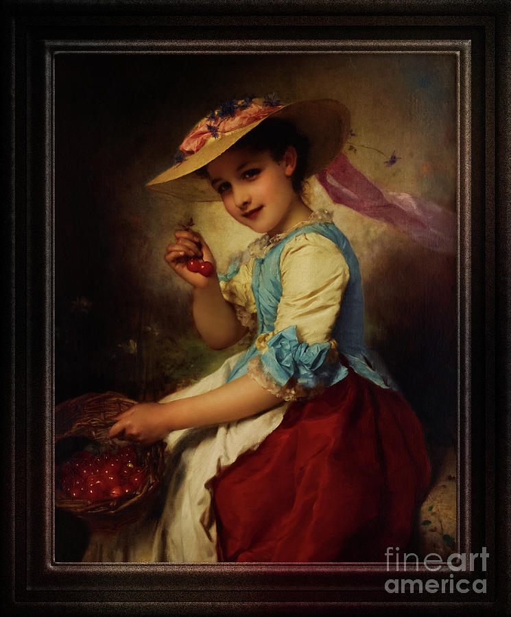 The Cherry Girl by Adolphe Piot Old Masters Fine Art Reproduction Painting by Rolando Burbon