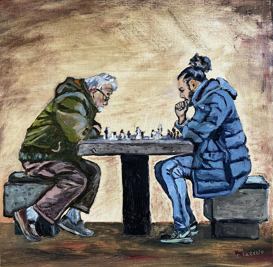 A Chess Match Painting by Our Originals Reproduction