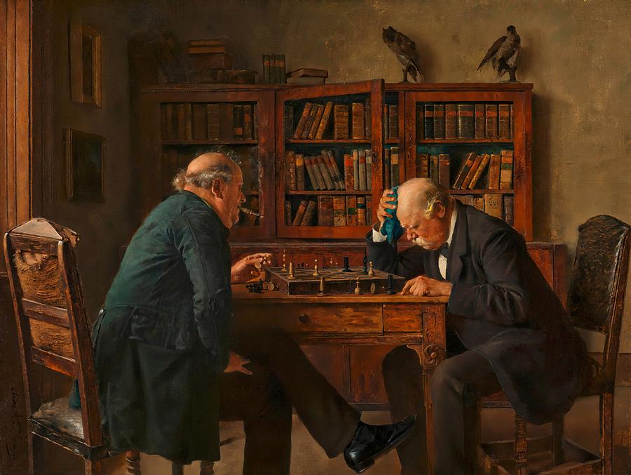 Book Painting - The Chess Players by Isidor Kaufmann