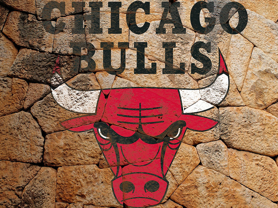 The Chicago Bulls Stone Wall Mixed Media by Brian Reaves