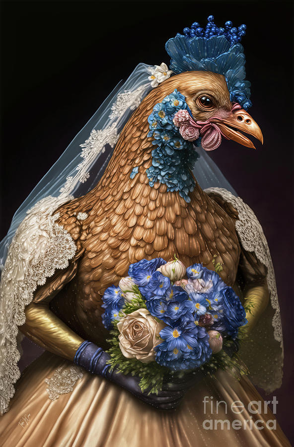 Chicken Digital Art - The Chicken Bride by Tina LeCour