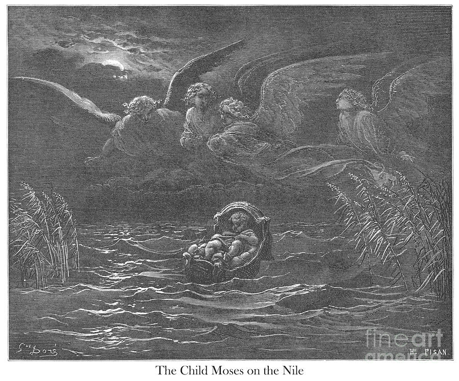 The Child Moses on the Nile by Gustave Dore v1 Drawing by Historic illustrations