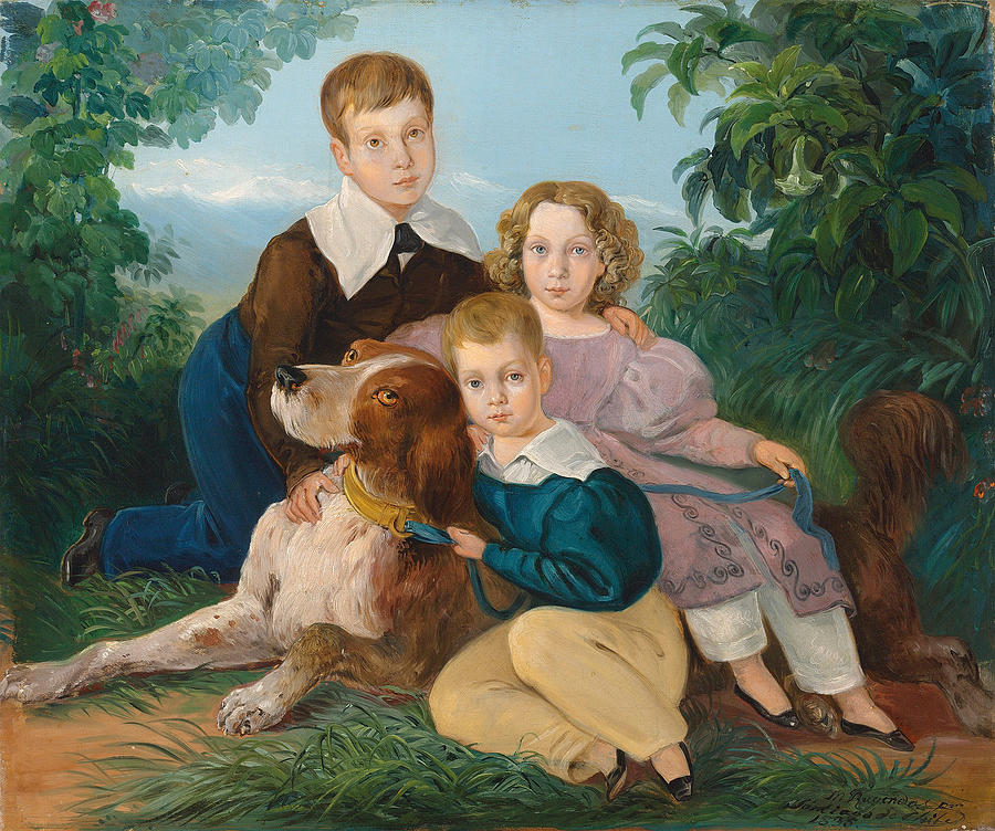 The children of the Renard family, Chile Painting by Johann Moritz Rugendas